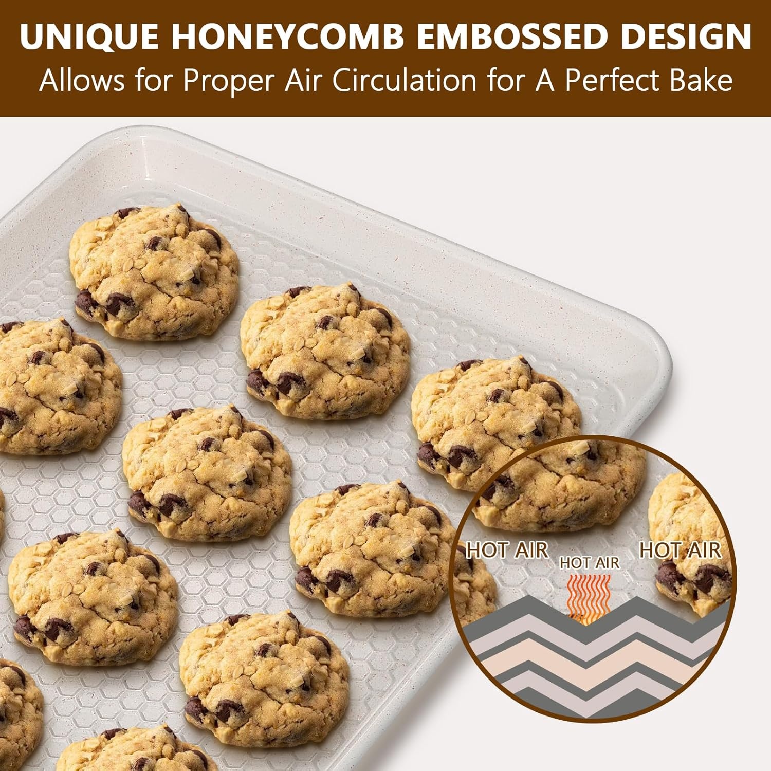 image:imageBaking Sheet Pan Set of 2 Wildone Commercial Cookie Sheets for Baking Nonstick Carbon Steel Oven Tray Half Sheet Pan 175x12 Inch Heavy Duty amp Easy CleanTextured White