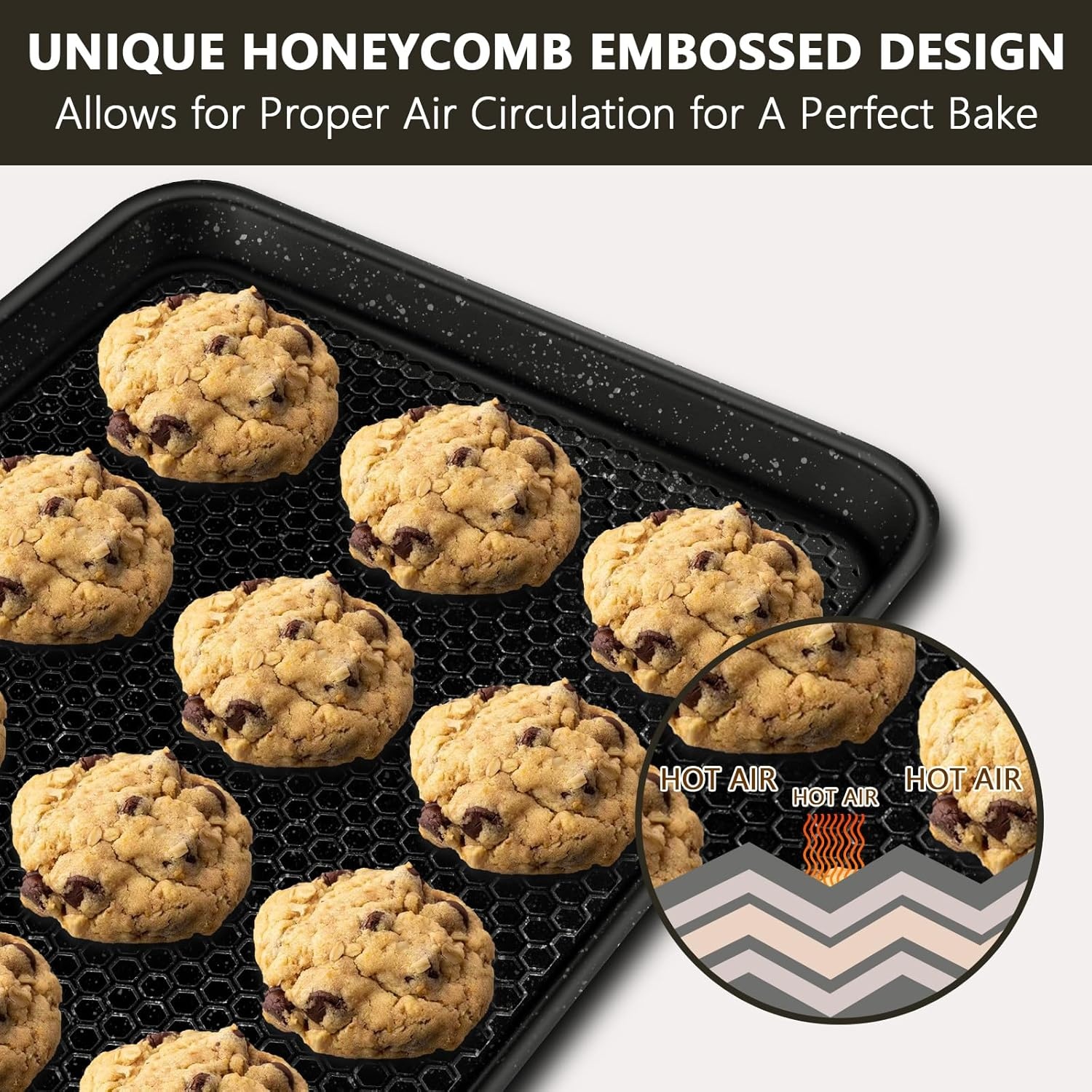 image:imageBaking Sheet Pan Set of 2 Wildone Commercial Cookie Sheets for Baking Nonstick Carbon Steel Oven Tray Half Sheet Pan 175x12 Inch Heavy Duty amp Easy CleanTextured Black