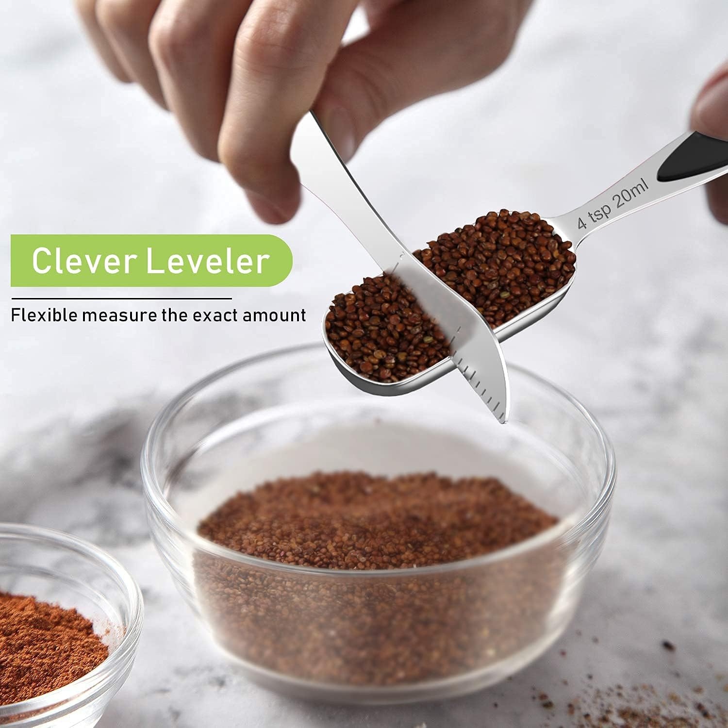 image:imageMeasuring Cups and Measuring Spoons Set Wildone Stainless Steel 8 Measuring Cups 10 Measuring Spoons 1 Leveler 1 Whisk amp 5 Mini Spoons for Dry and Liquid Ingredient 25 Piece MulticolorBlack