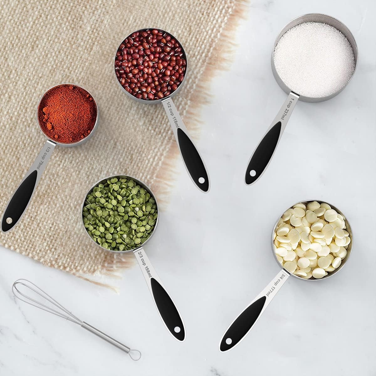 image:imageMeasuring Cups and Measuring Spoons Set Wildone Stainless Steel 8 Measuring Cups 10 Measuring Spoons 1 Leveler 1 Whisk amp 5 Mini Spoons for Dry and Liquid Ingredient 25 Piece MulticolorBlack