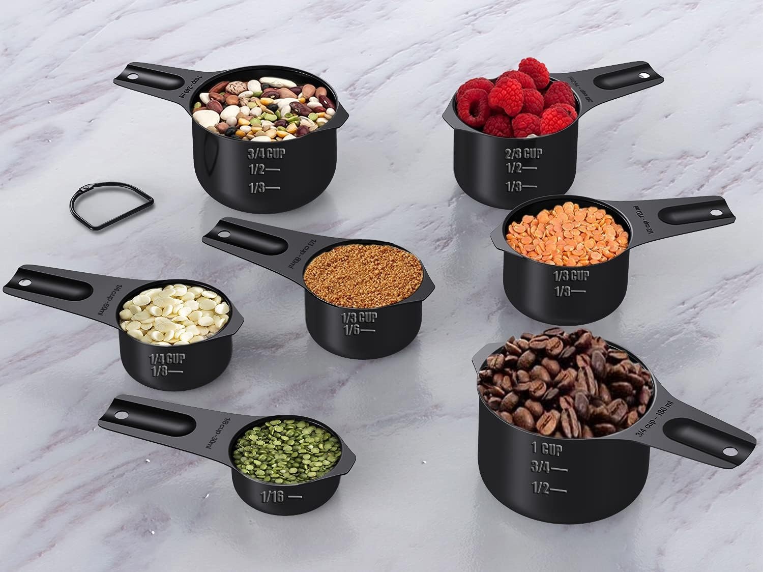 image:imageWildone 21 Piece Black Measuring Cups amp Spoons Includes 7 Stainless Steel Measuring Cups 8 Double Sided Measuring Spoons 1 Leveler amp 5 Mini SpoonsBlack