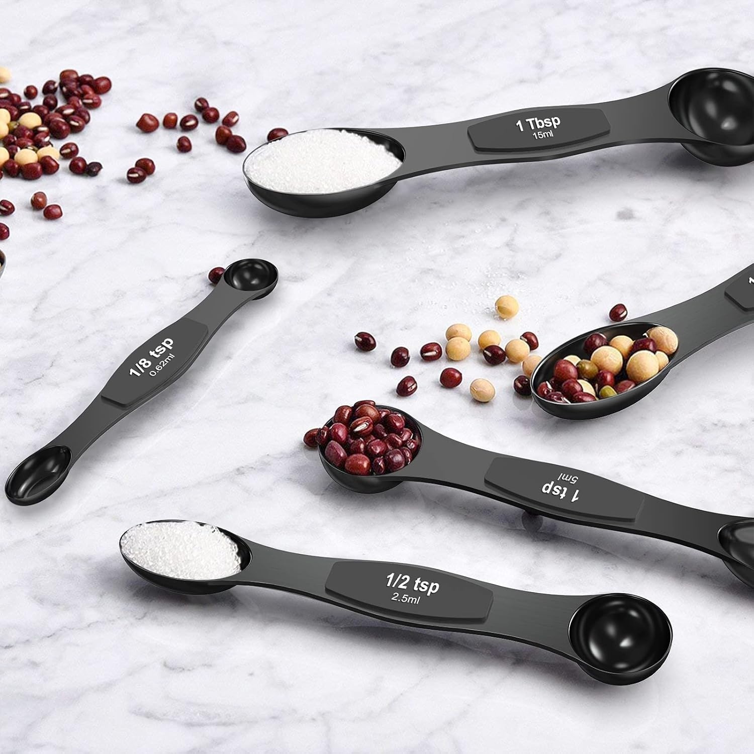 image:imageWildone 21 Piece Black Measuring Cups amp Spoons Includes 7 Stainless Steel Measuring Cups 8 Double Sided Measuring Spoons 1 Leveler amp 5 Mini SpoonsBlack