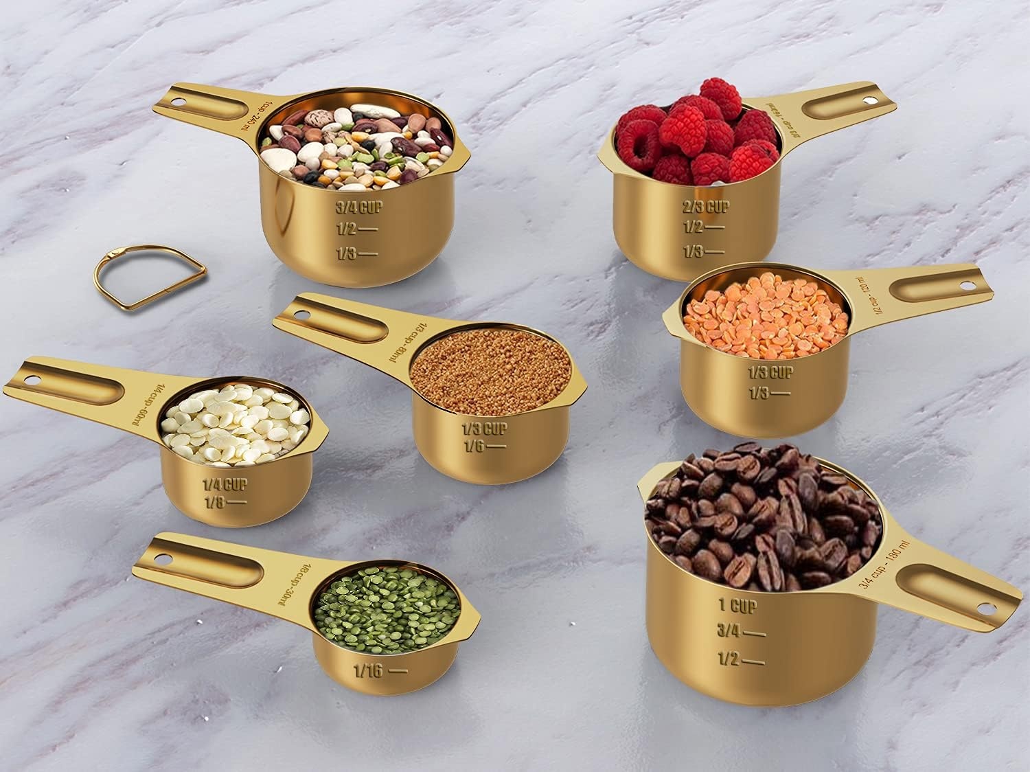 image:imageWildone Black Measuring Cups amp Spoons Set of 21 Includes 7 Stainless Steel Nesting Measuring Cups 8 Measuring Spoons 1 Leveler amp 5 Mini Measuring Spoons Ideal for Dry amp Liquid IngredientsCopper