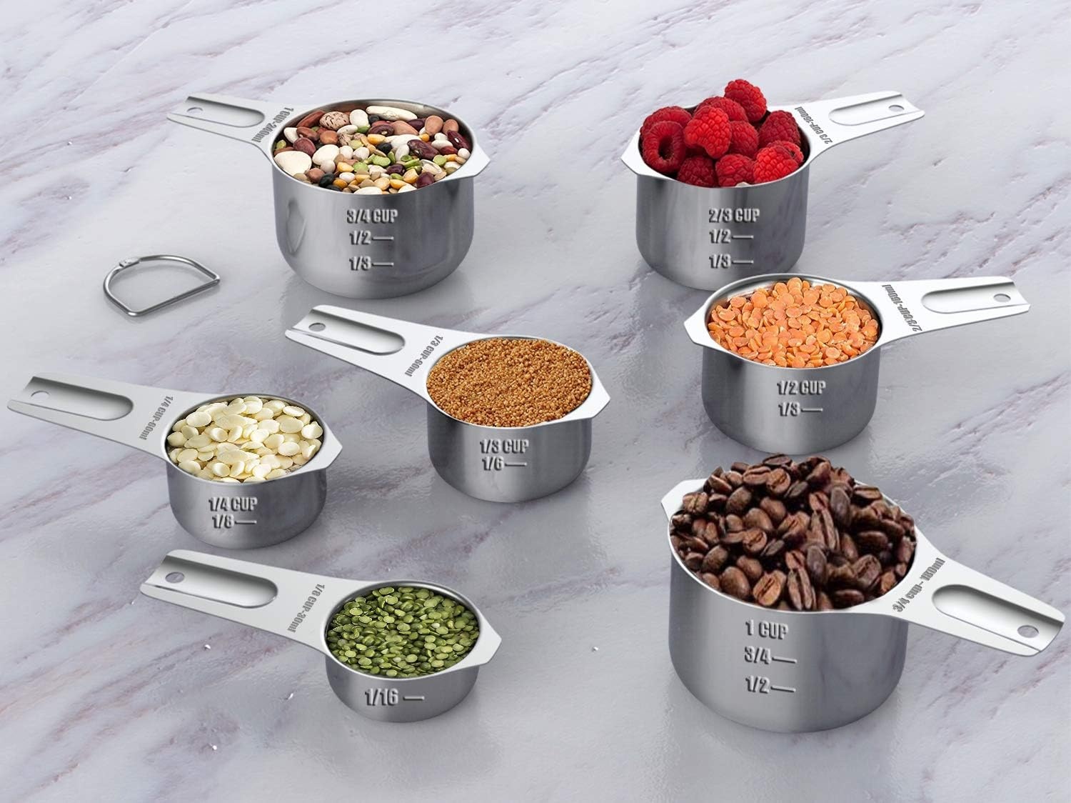 image:imageWildone Black Measuring Cups amp Spoons Set of 21 Includes 7 Stainless Steel Nesting Measuring Cups 8 Measuring Spoons 1 Leveler amp 5 Mini Measuring Spoons Ideal for Dry amp Liquid IngredientsSilver