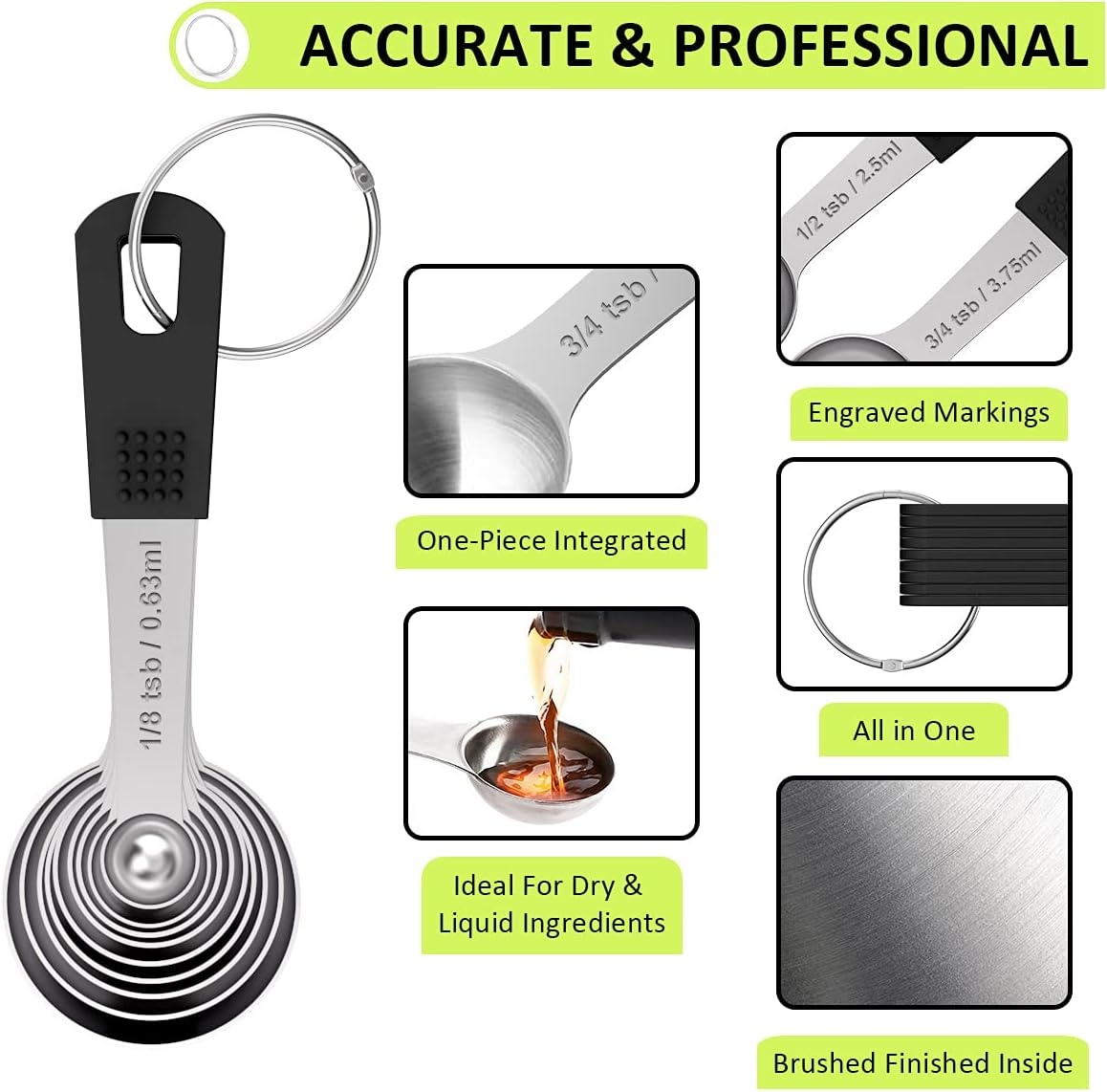 image:imageWildone Measuring Cups amp Spoons Set of 18 Includes 8 Stainless Steel Nesting Measuring Cups 9 Measuring Spoons 1 Leveler Ideal for Dry and Liquid Ingredients Stainless Steel Kitchen Gadgets for Cooking amp Baking Heavy Duty for Measuring DryLiquid Ingredients MulticolorBlack