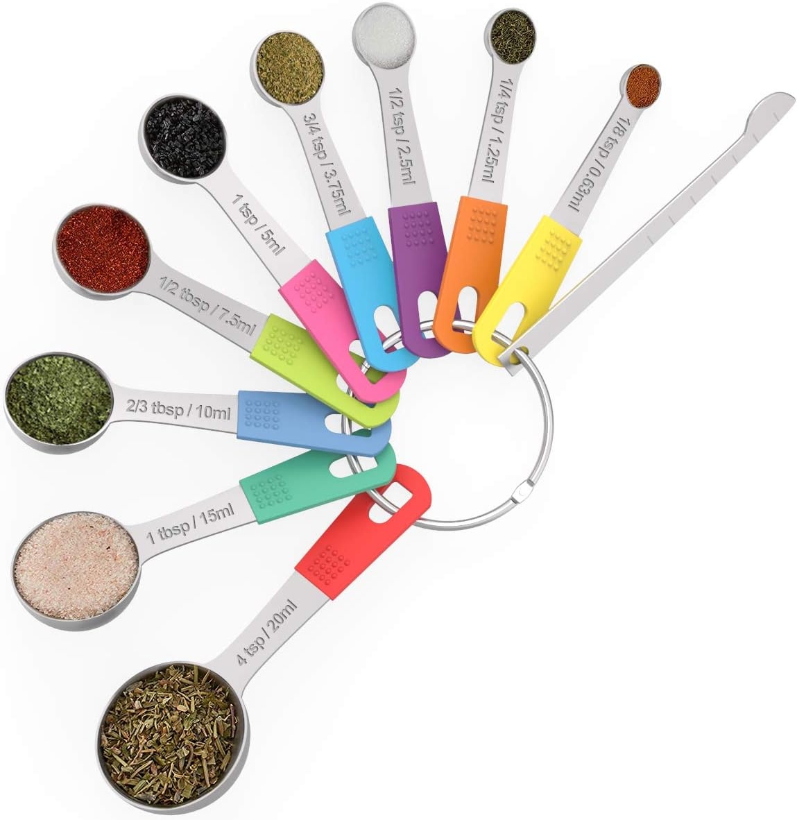 image:imageWildone Measuring Cups amp Spoons Set of 18 Includes 8 Stainless Steel Nesting Measuring Cups 9 Measuring Spoons 1 Leveler Ideal for Dry and Liquid Ingredients Stainless Steel Kitchen Gadgets for Cooking amp Baking Heavy Duty for Measuring DryLiquid Ingredients MulticolorMulticolor