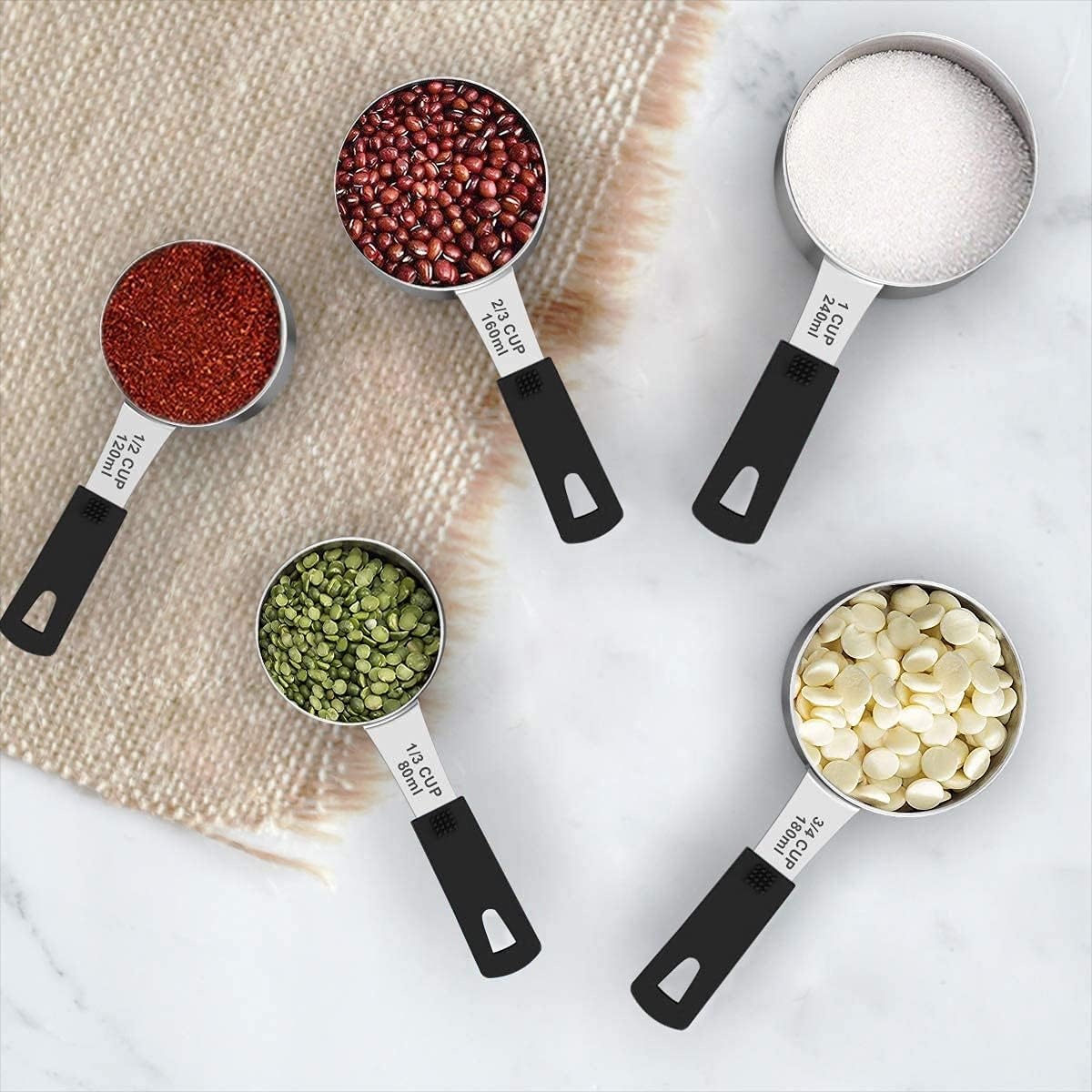 image:imageWildone Measuring Cups amp Spoons Set of 18 Includes 8 Stainless Steel Nesting Measuring Cups 9 Measuring Spoons 1 Leveler Ideal for Dry and Liquid Ingredients Stainless Steel Kitchen Gadgets for Cooking amp Baking Heavy Duty for Measuring DryLiquid Ingredients MulticolorBlack