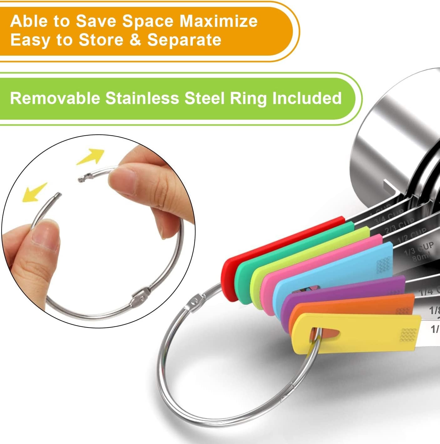 image:imageWildone Measuring Cups amp Spoons Set of 18 Includes 8 Stainless Steel Nesting Measuring Cups 9 Measuring Spoons 1 Leveler Ideal for Dry and Liquid Ingredients Stainless Steel Kitchen Gadgets for Cooking amp Baking Heavy Duty for Measuring DryLiquid Ingredients MulticolorMulticolor