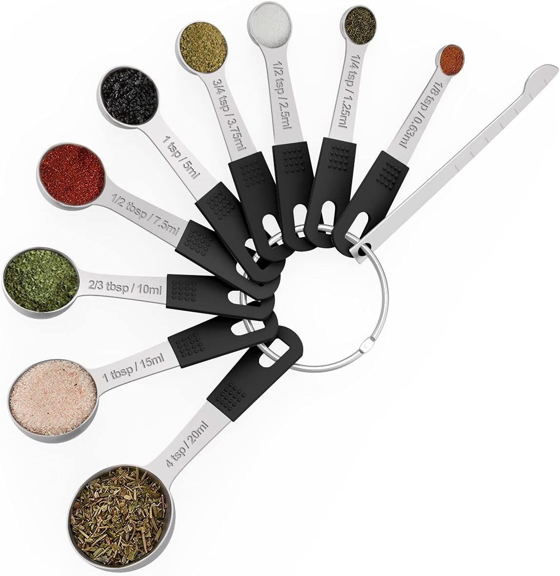 image:imageWildone Measuring Cups amp Spoons Set of 18 Includes 8 Stainless Steel Nesting Measuring Cups 9 Measuring Spoons 1 Leveler Ideal for Dry and Liquid Ingredients Stainless Steel Kitchen Gadgets for Cooking amp Baking Heavy Duty for Measuring DryLiquid Ingredients MulticolorBlack