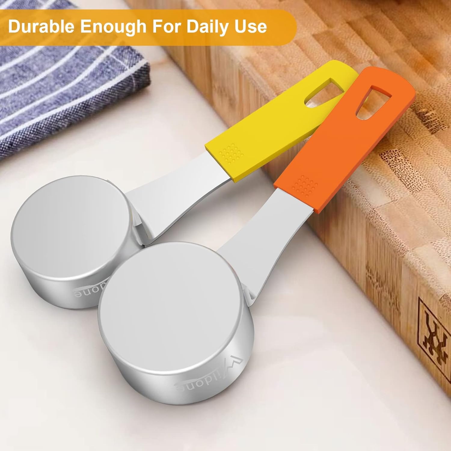 image:imageWildone Measuring Cups amp Spoons Set of 18 Includes 8 Stainless Steel Nesting Measuring Cups 9 Measuring Spoons 1 Leveler Ideal for Dry and Liquid Ingredients Stainless Steel Kitchen Gadgets for Cooking amp Baking Heavy Duty for Measuring DryLiquid Ingredients MulticolorMulticolor