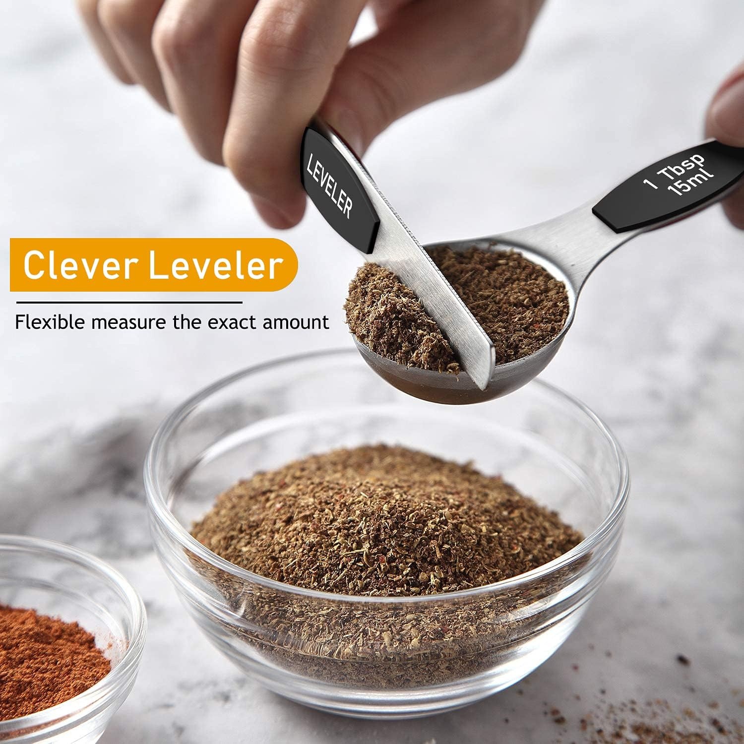 image:imageWildone Measuring Cups and Magnetic Measuring Spoons Set 16Pcs 8 Stainless Measuring Cups 7 Doublesided Magnetic Measuring Spoons amp leveler for Spice Jar and Liquid Measuring BlackBlack