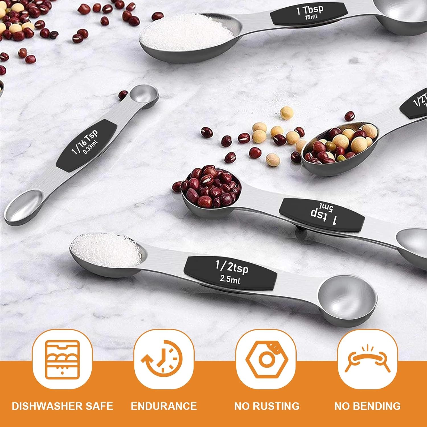 image:imageWildone Stainless Steel Magnetic Measuring Spoons with Strong Magnets 14pc Including 8 Double Sided Magnetic Measuring Spoons Leveler and 5 Mini Spoons for Spice Jar and Liquid Measuring MulticolorBlack