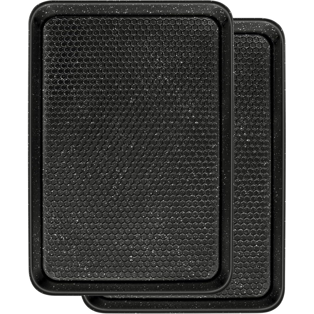 image:imageBaking Sheet Pan Set of 2 Wildone Commercial Cookie Sheets for Baking Nonstick Carbon Steel Oven Tray Half Sheet Pan 175x12 Inch Heavy Duty amp Easy CleanTextured Black