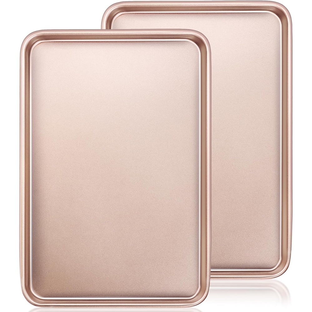 image:imageBaking Sheet Pan Set of 2 Wildone Commercial Cookie Sheets for Baking Nonstick Carbon Steel Oven Tray Half Sheet Pan 175x12 Inch Heavy Duty amp Easy CleanRose Gold