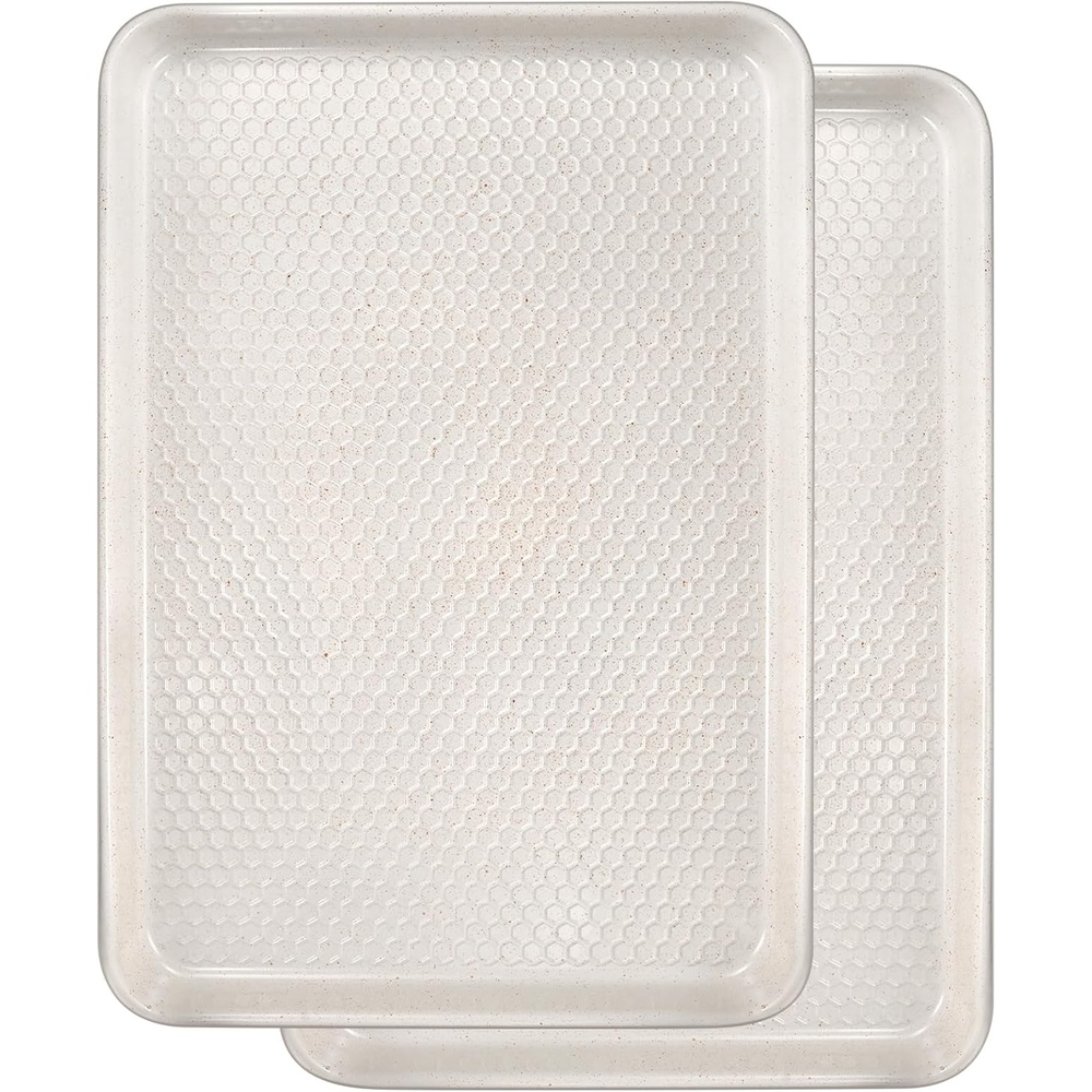 image:imageBaking Sheet Pan Set of 2 Wildone Commercial Cookie Sheets for Baking Nonstick Carbon Steel Oven Tray Half Sheet Pan 175x12 Inch Heavy Duty amp Easy CleanTextured White