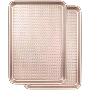 image:imageBaking Sheet Pan Set of 2 Wildone Commercial Cookie Sheets for Baking Nonstick Carbon Steel Oven Tray Half Sheet Pan 175x12 Inch Heavy Duty amp Easy CleanTextured Rose Gold