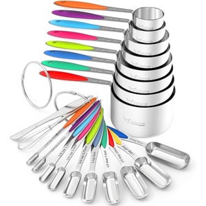 image:imageMeasuring Cups and Measuring Spoons Set Wildone Stainless Steel 8 Measuring Cups 10 Measuring Spoons 1 Leveler 1 Whisk amp 5 Mini Spoons for Dry and Liquid Ingredient  25 Piece MulticolorMulticolor