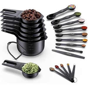 image:imageWildone 21 Piece Black Measuring Cups amp Spoons Includes 7 Stainless Steel Measuring Cups 8 Double Sided Measuring Spoons 1 Leveler amp 5 Mini SpoonsBlack