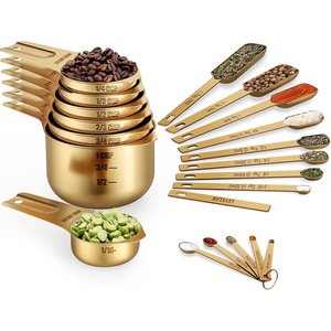 image:imageWildone Black Measuring Cups amp Spoons Set of 21  Includes 7 Stainless Steel Nesting Measuring Cups 8 Measuring Spoons 1 Leveler amp 5 Mini Measuring Spoons Ideal for Dry amp Liquid IngredientsCopper