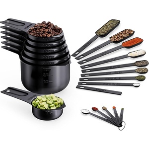 image:imageWildone Black Measuring Cups amp Spoons Set of 21  Includes 7 Stainless Steel Nesting Measuring Cups 8 Measuring Spoons 1 Leveler amp 5 Mini Measuring Spoons Ideal for Dry amp Liquid IngredientsBlack