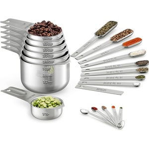 image:imageWildone Black Measuring Cups amp Spoons Set of 21  Includes 7 Stainless Steel Nesting Measuring Cups 8 Measuring Spoons 1 Leveler amp 5 Mini Measuring Spoons Ideal for Dry amp Liquid IngredientsSilver