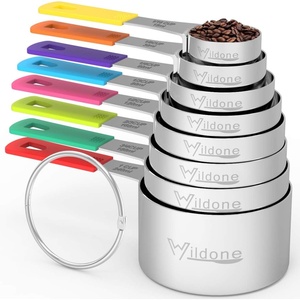 image:imageWildone Measuring Cups amp Spoons Set of 18  Includes 8 Stainless Steel Nesting Measuring Cups 9 Measuring Spoons 1 Leveler Ideal for Dry and Liquid Ingredients  Stainless Steel Kitchen Gadgets for Cooking amp Baking Heavy Duty for Measuring DryLiquid Ingredients MulticolorMulticolor