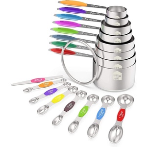 image:imageWildone Measuring Cups and Magnetic Measuring Spoons Set 16Pcs  8 Stainless Measuring Cups 7 Doublesided Magnetic Measuring Spoons amp leveler for Spice Jar and Liquid Measuring BlackMulticolor