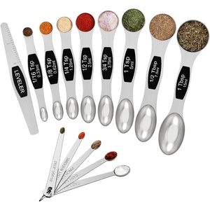 image:imageWildone Stainless Steel Magnetic Measuring Spoons with Strong Magnets 14pc  Including 8 Double Sided Magnetic Measuring Spoons Leveler and 5 Mini Spoons for Spice Jar and Liquid Measuring MulticolorBlack