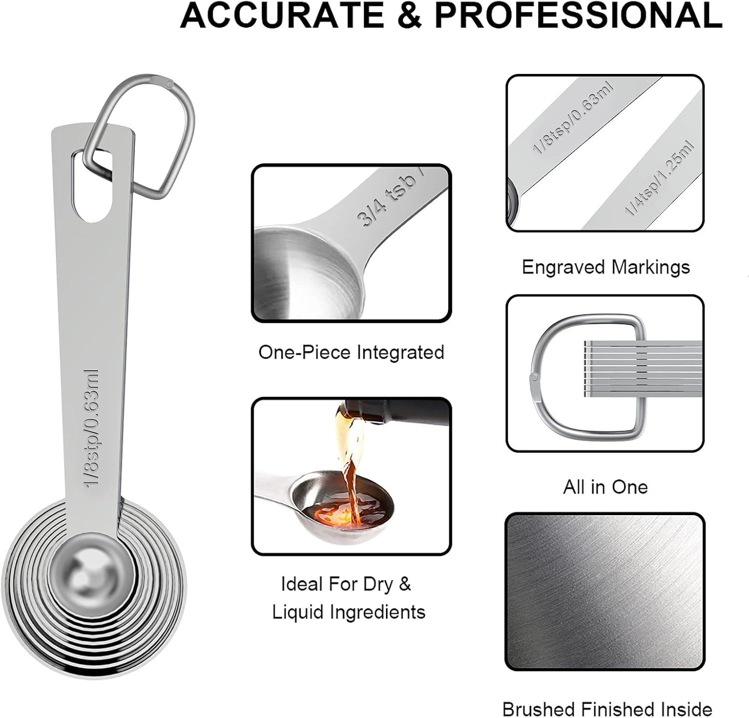 image:image21 Pcs Stainless Steel Measuring Cups and Spoons Set Wildone Stackable Metal Measuring Cups and Spoons for Cooking amp Baking Includes 7 Cups 9 Spoons and 5 Mini SpoonsSilver