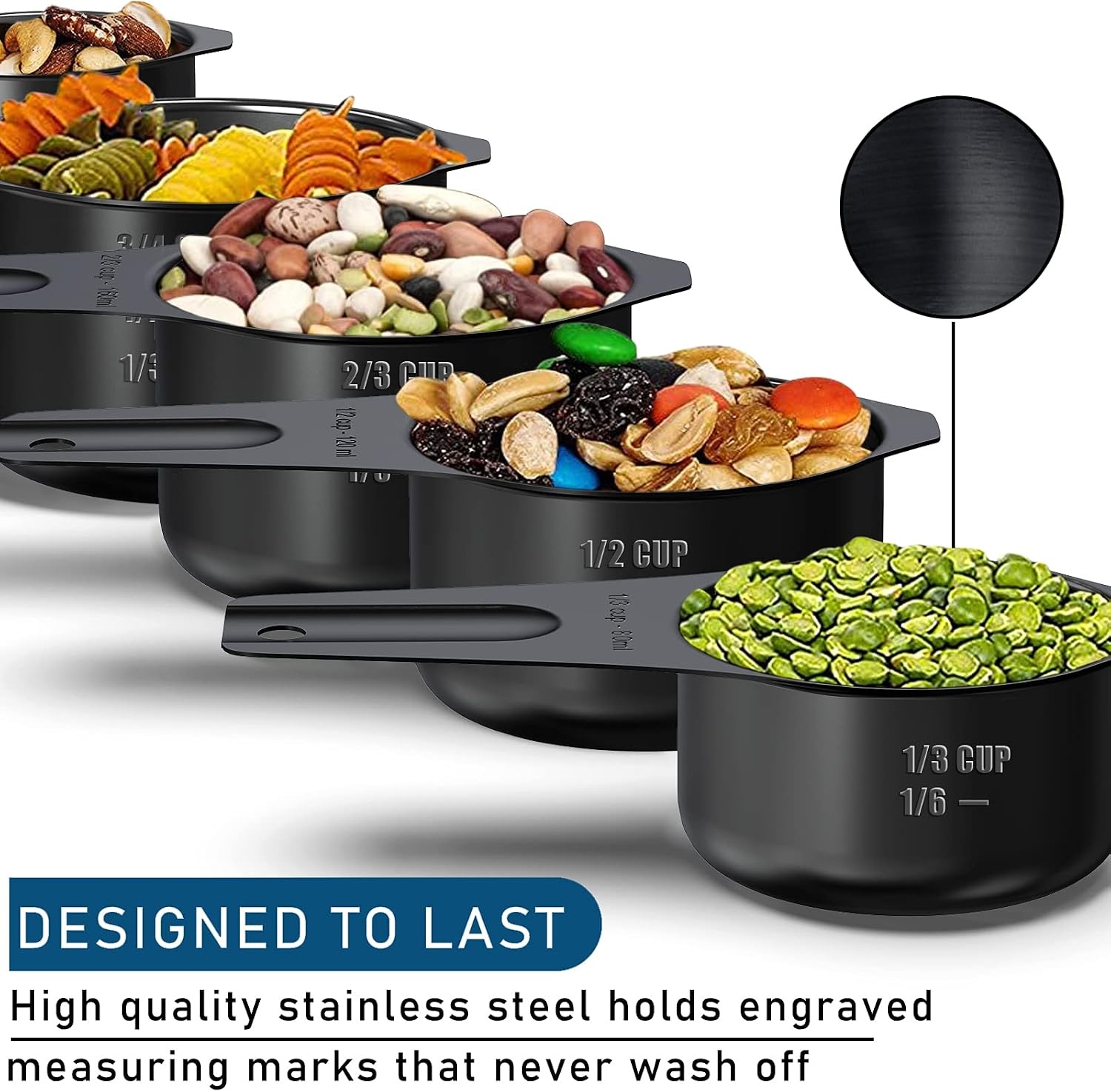 image:image21 Pcs Stainless Steel Measuring Cups and Spoons Set Wildone Stackable Metal Measuring Cups and Spoons for Cooking amp Baking Includes 7 Cups 9 Spoons and 5 Mini SpoonsBlack