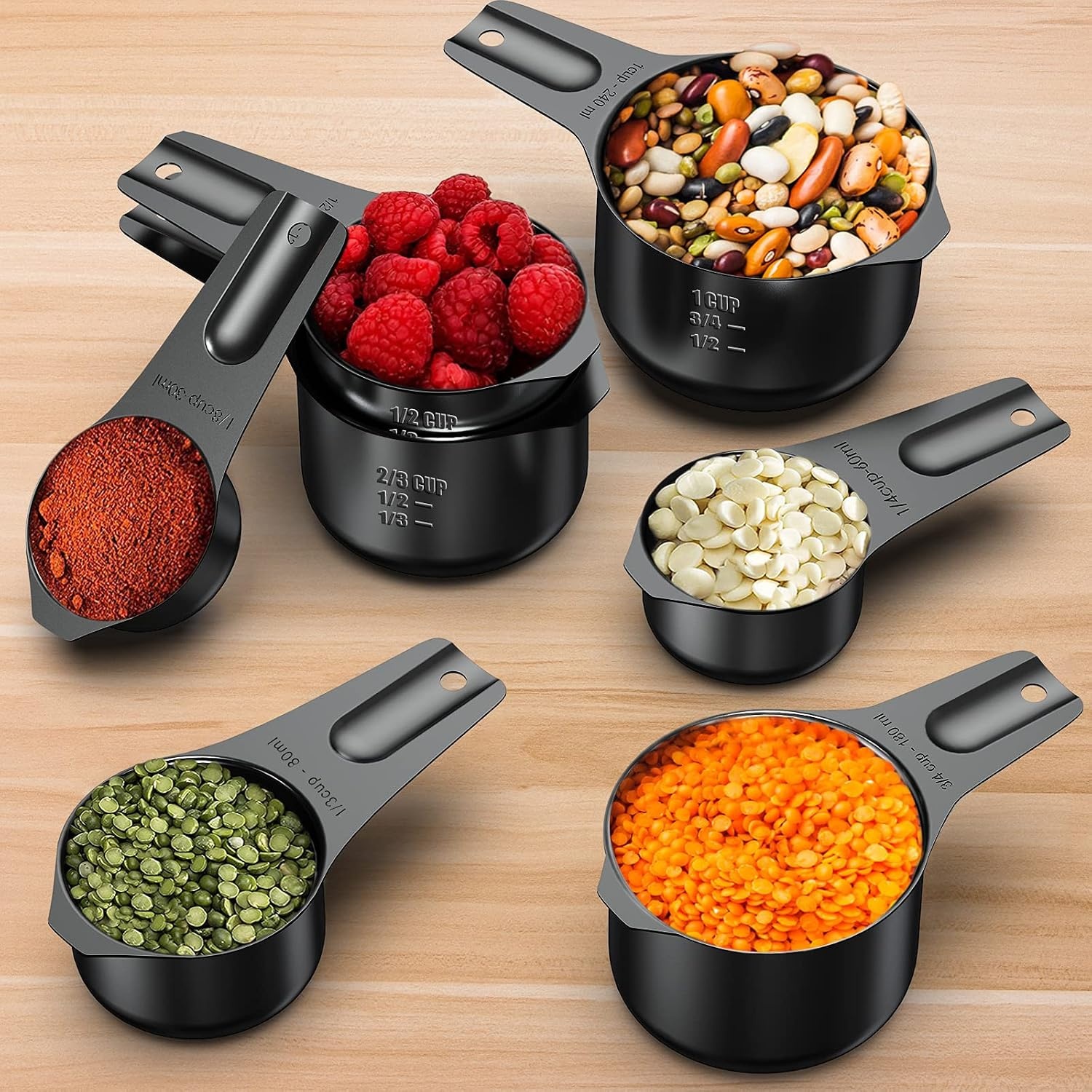 image:image21 Pcs Stainless Steel Measuring Cups and Spoons Set Wildone Stackable Metal Measuring Cups and Spoons for Cooking amp Baking Includes 7 Cups 9 Spoons and 5 Mini SpoonsBlack