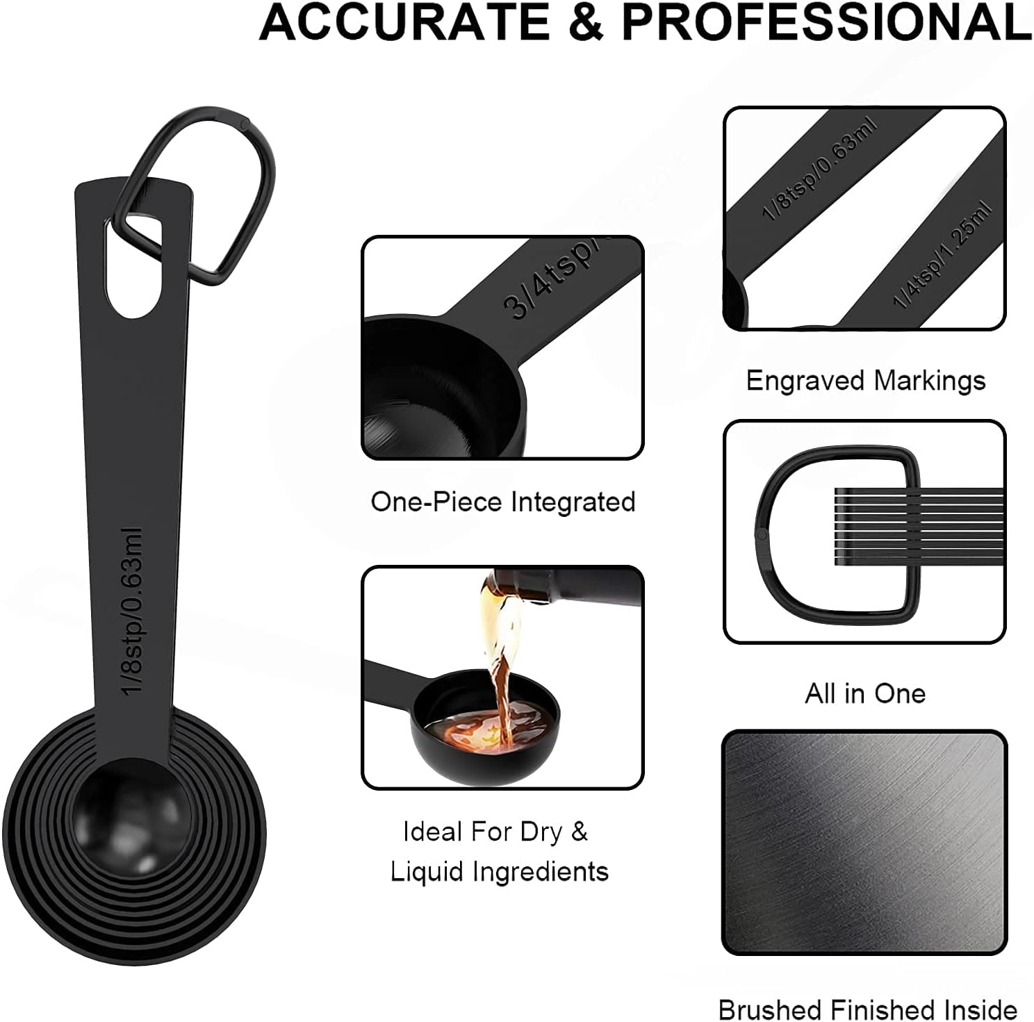 image:image21 Pcs Stainless Steel Measuring Cups and Spoons Set Wildone Stackable Metal Measuring Cups and Spoons for Cooking amp Baking Includes 7 Cups 9 Spoons and 5 Mini SpoonsBlack
