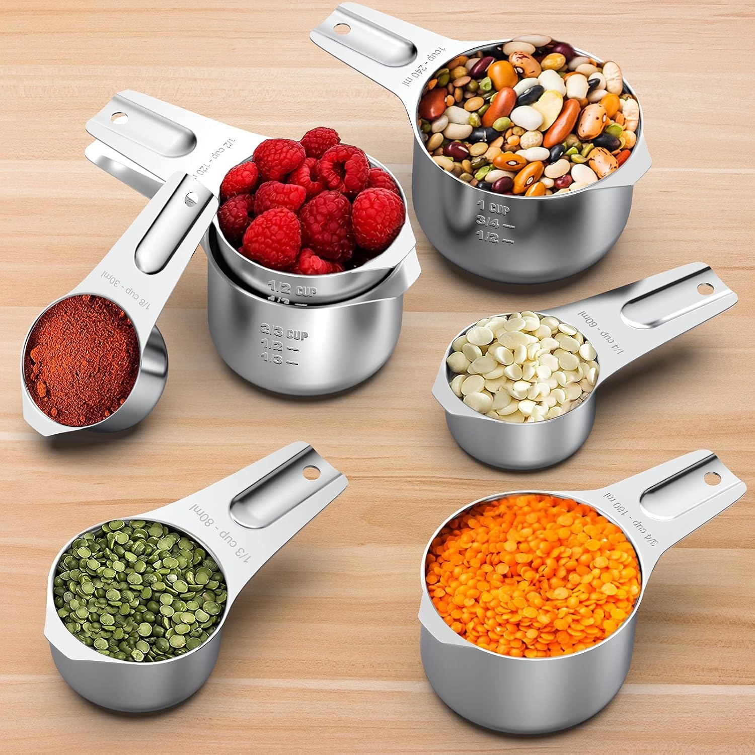 image:image21 Pcs Stainless Steel Measuring Cups and Spoons Set Wildone Stackable Metal Measuring Cups and Spoons for Cooking amp Baking Includes 7 Cups 9 Spoons and 5 Mini SpoonsSilver