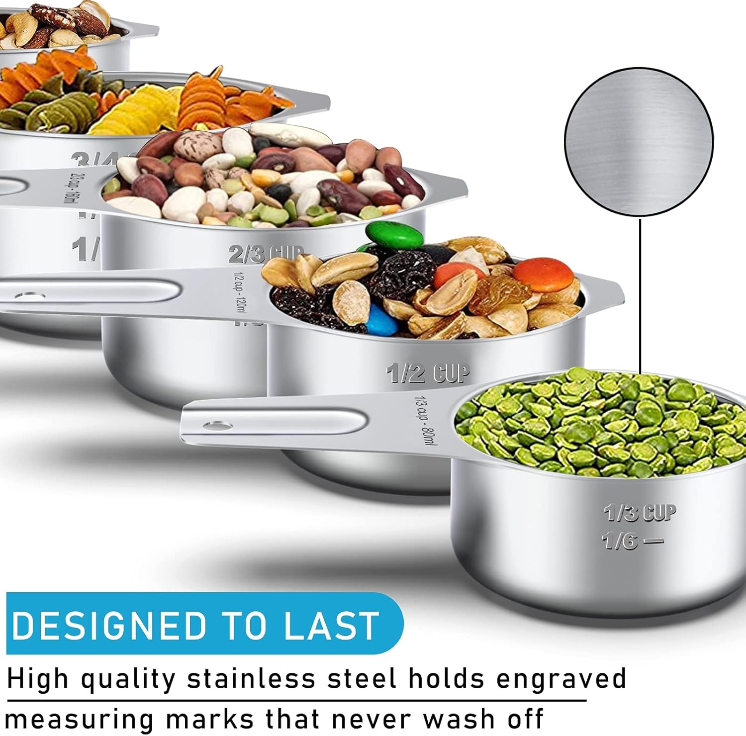 image:image21 Pcs Stainless Steel Measuring Cups and Spoons Set Wildone Stackable Metal Measuring Cups and Spoons for Cooking amp Baking Includes 7 Cups 9 Spoons and 5 Mini SpoonsSilver