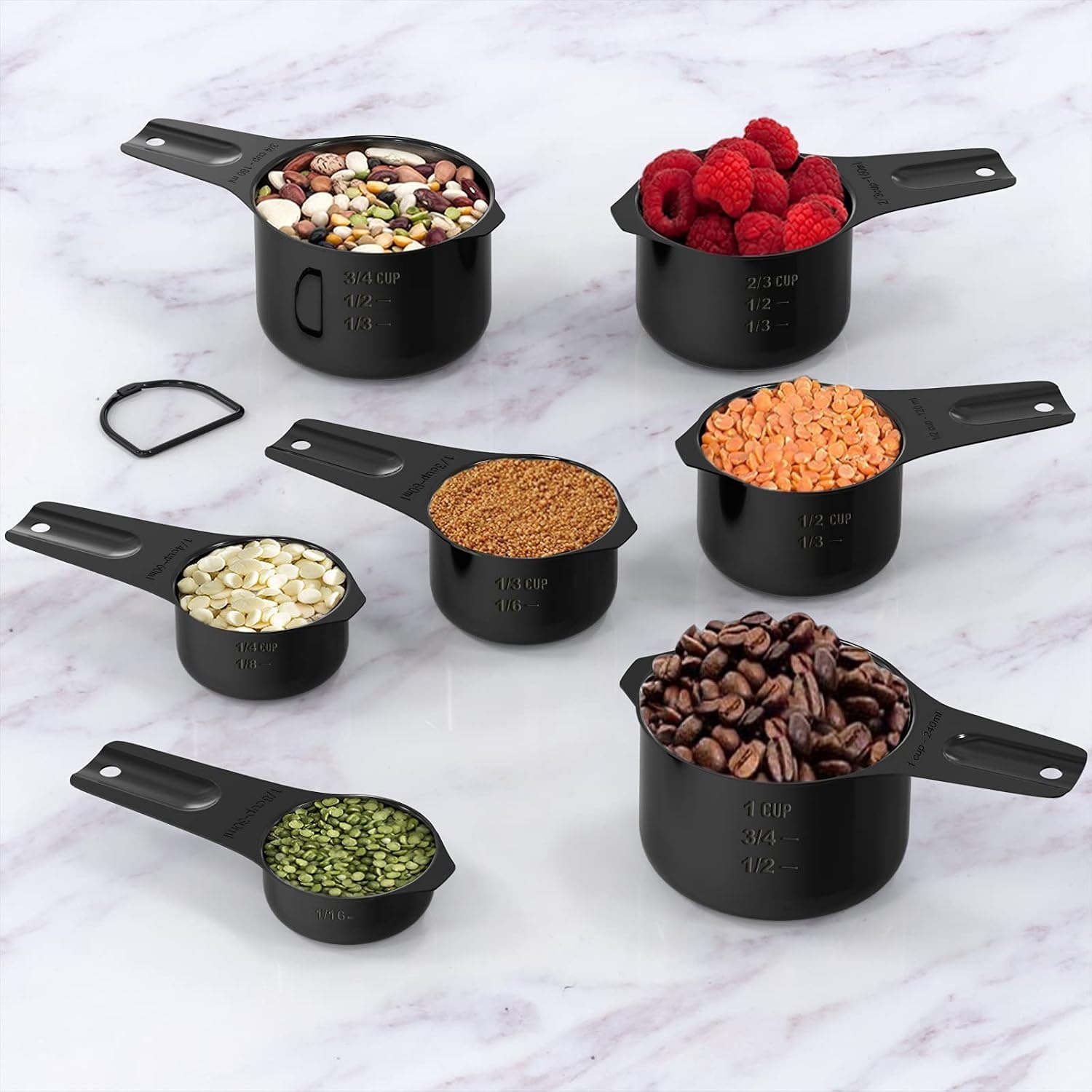 image:image21 Pcs Stainless Steel Measuring Cups and Spoons Set Wildone Stackable Metal Measuring Cups and Spoons for Cooking amp Baking Includes 7 Cups 9 Spoons and 5 Mini SpoonsBlack