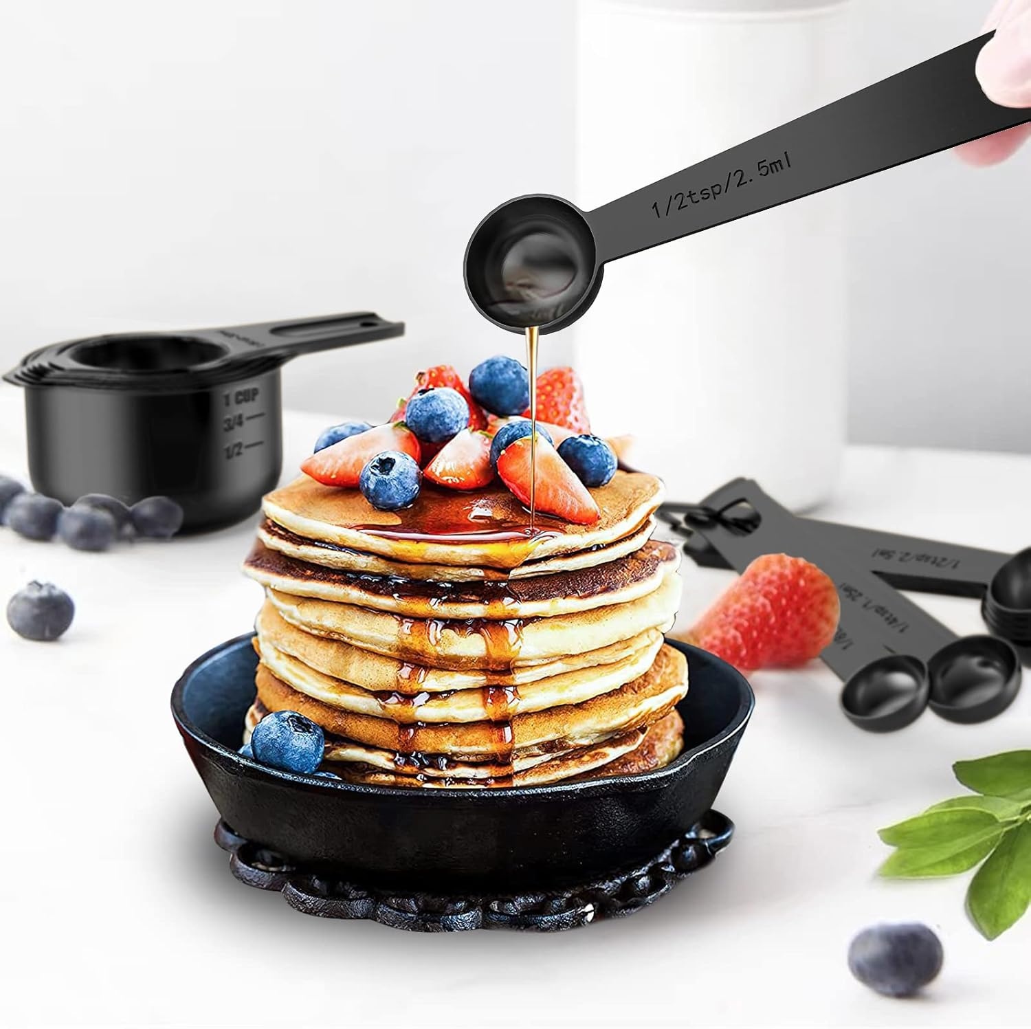 image:image21 Pcs Stainless Steel Measuring Cups and Spoons Set Wildone Stackable Metal Measuring Cups and Spoons for Cooking amp Baking Includes 7 Cups 9 Spoons and 5 Mini SpoonsBlack