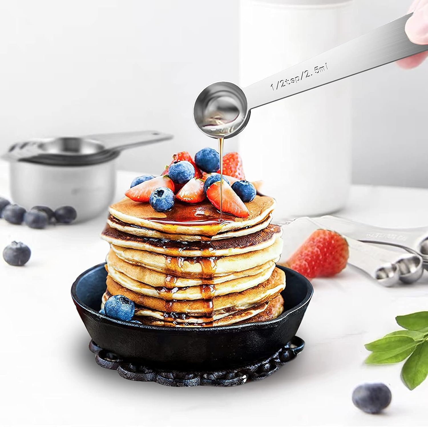 image:image21 Pcs Stainless Steel Measuring Cups and Spoons Set Wildone Stackable Metal Measuring Cups and Spoons for Cooking amp Baking Includes 7 Cups 9 Spoons and 5 Mini SpoonsSilver