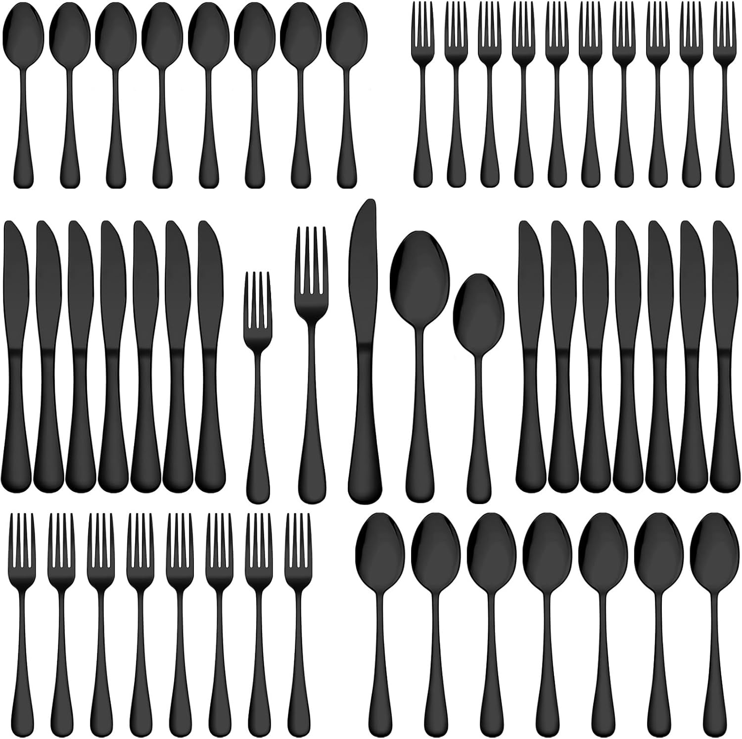 image:image40Piece Silverware Set Wildone Stainless Steel Flatware Set Service for 8 Include KnifeForkSpoon Mirror Polished Dishwasher SafeBlack