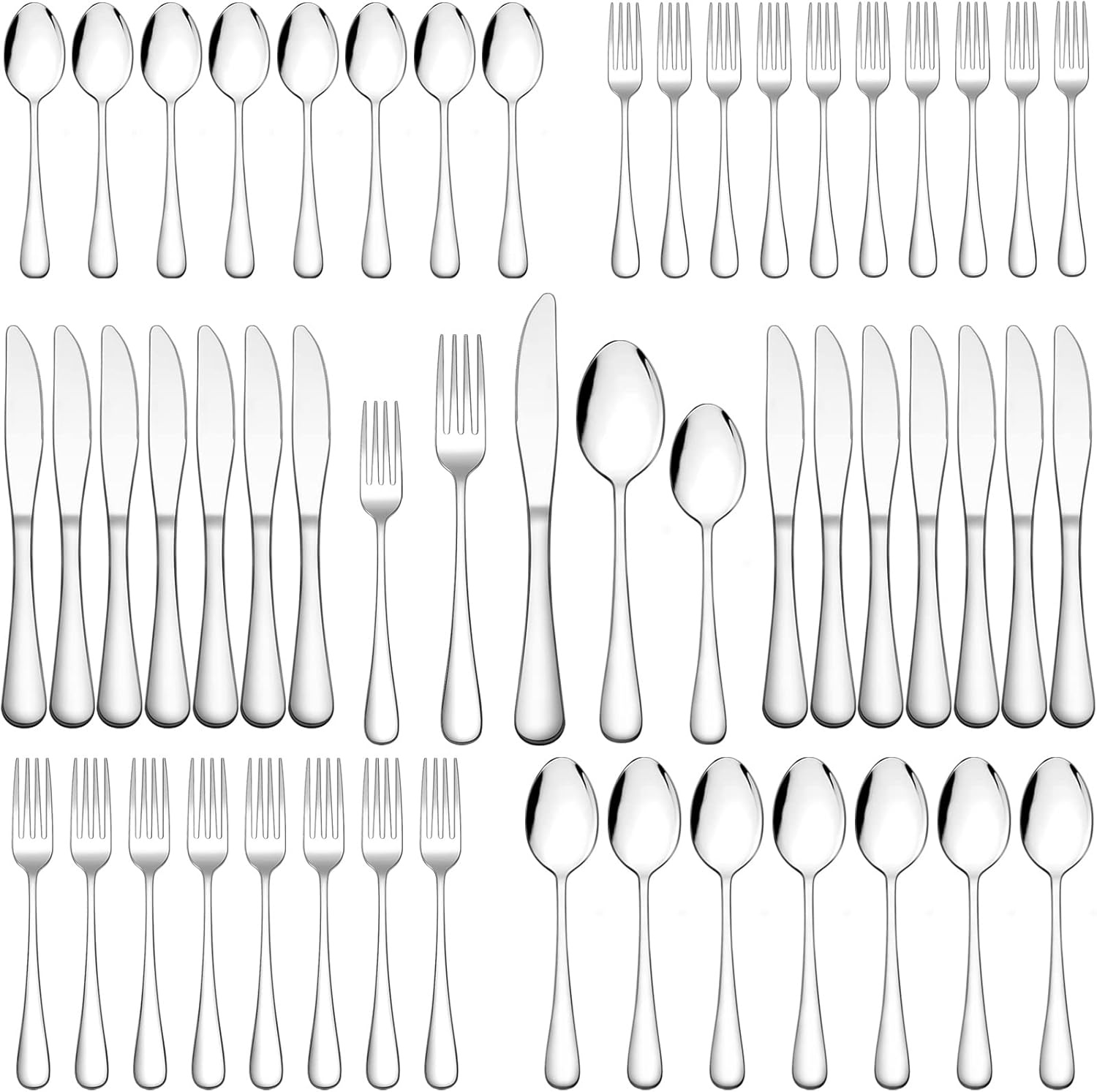 image:image40Piece Silverware Set Wildone Stainless Steel Flatware Set Service for 8 Include KnifeForkSpoon Mirror Polished Dishwasher SafeSilver