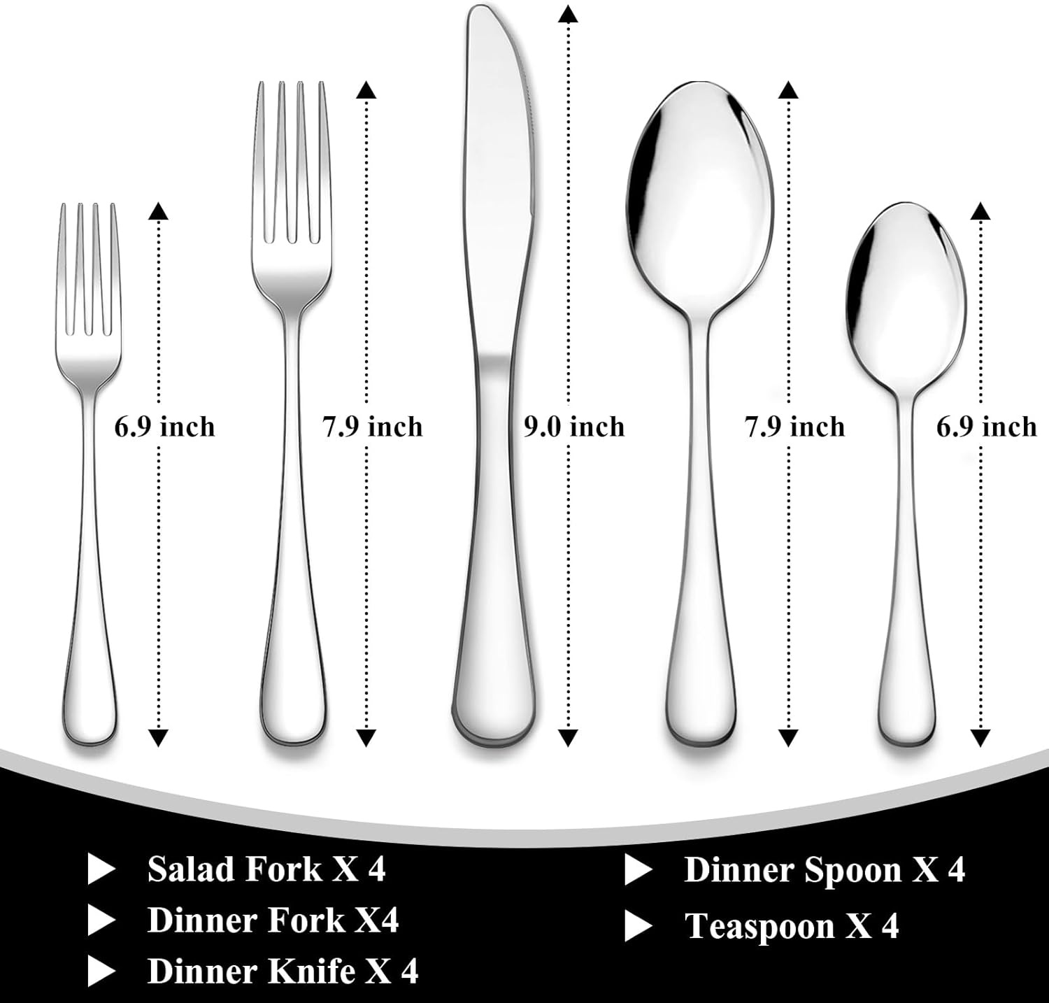 image:image40Piece Silverware Set Wildone Stainless Steel Flatware Set Service for 8 Include KnifeForkSpoon Mirror Polished Dishwasher SafeSilver