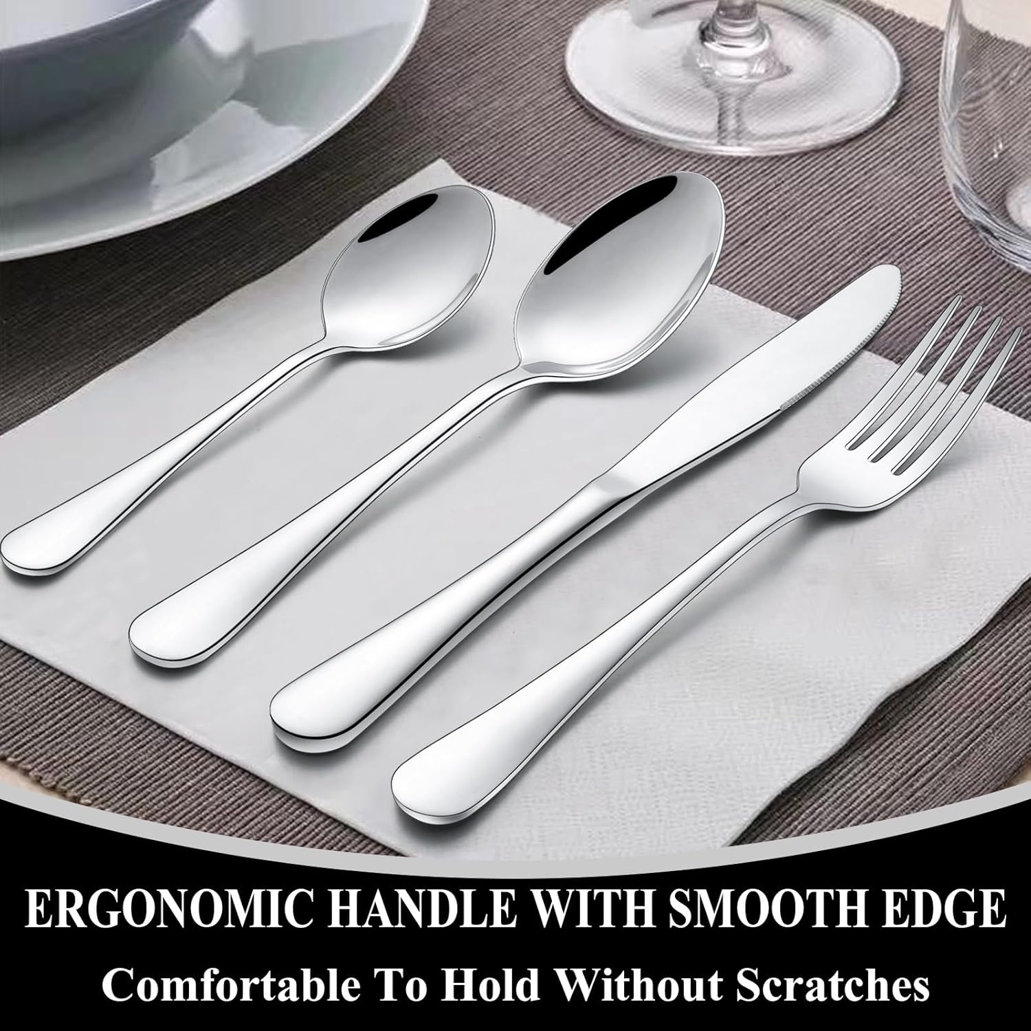 image:image40Piece Silverware Set Wildone Stainless Steel Flatware Set Service for 8 Include KnifeForkSpoon Mirror Polished Dishwasher SafeSilver