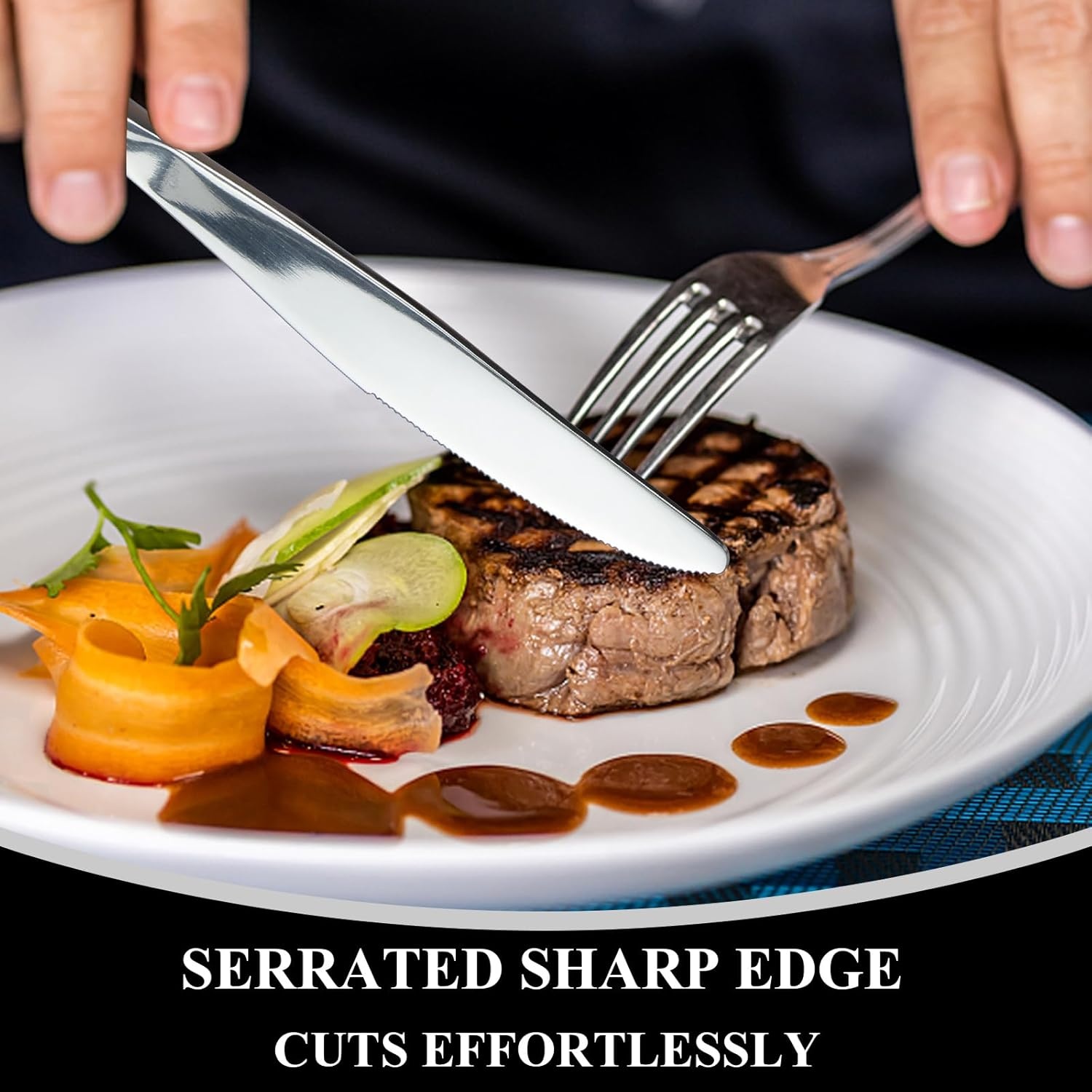 image:image40Piece Silverware Set Wildone Stainless Steel Flatware Set Service for 8 Include KnifeForkSpoon Mirror Polished Dishwasher SafeSilver