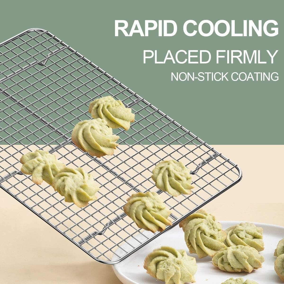 image:imageBaking Sheet with Rack Set 2 Pans 2 Racks Wildone Stainless Steel Cookie Sheet Baking Pan Tray with Cooling Rack Size 9 x 7 x 1 Inch Non Toxic amp Heavy Duty amp Easy Clean18 x 13 x 1 inch