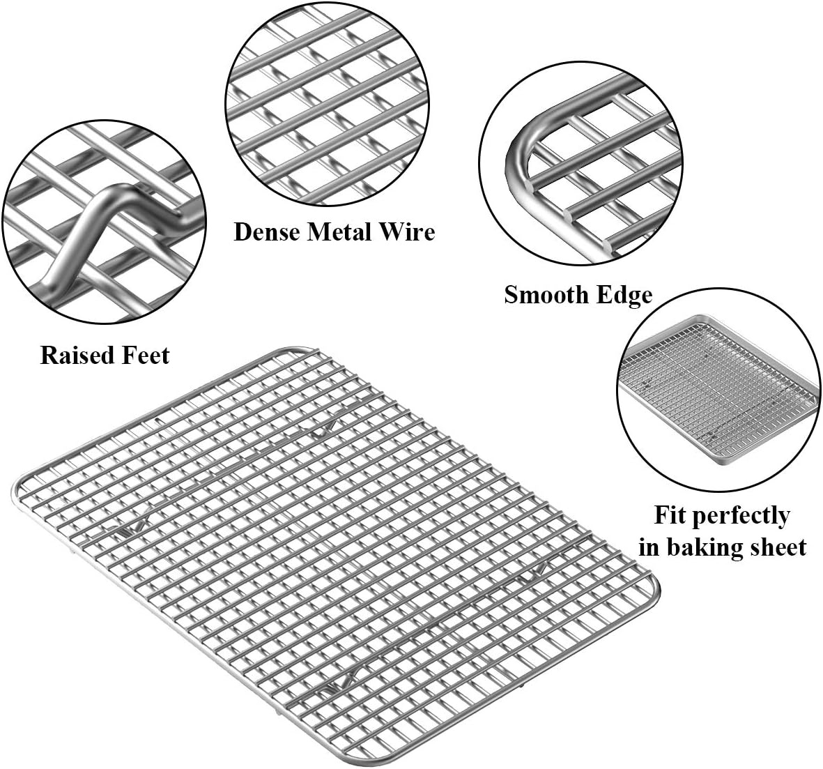 image:imageBaking Sheet with Rack Set 2 Pans 2 Racks Wildone Stainless Steel Cookie Sheet Baking Pan Tray with Cooling Rack Size 9 x 7 x 1 Inch Non Toxic amp Heavy Duty amp Easy Clean9 x 7 x 1 inch