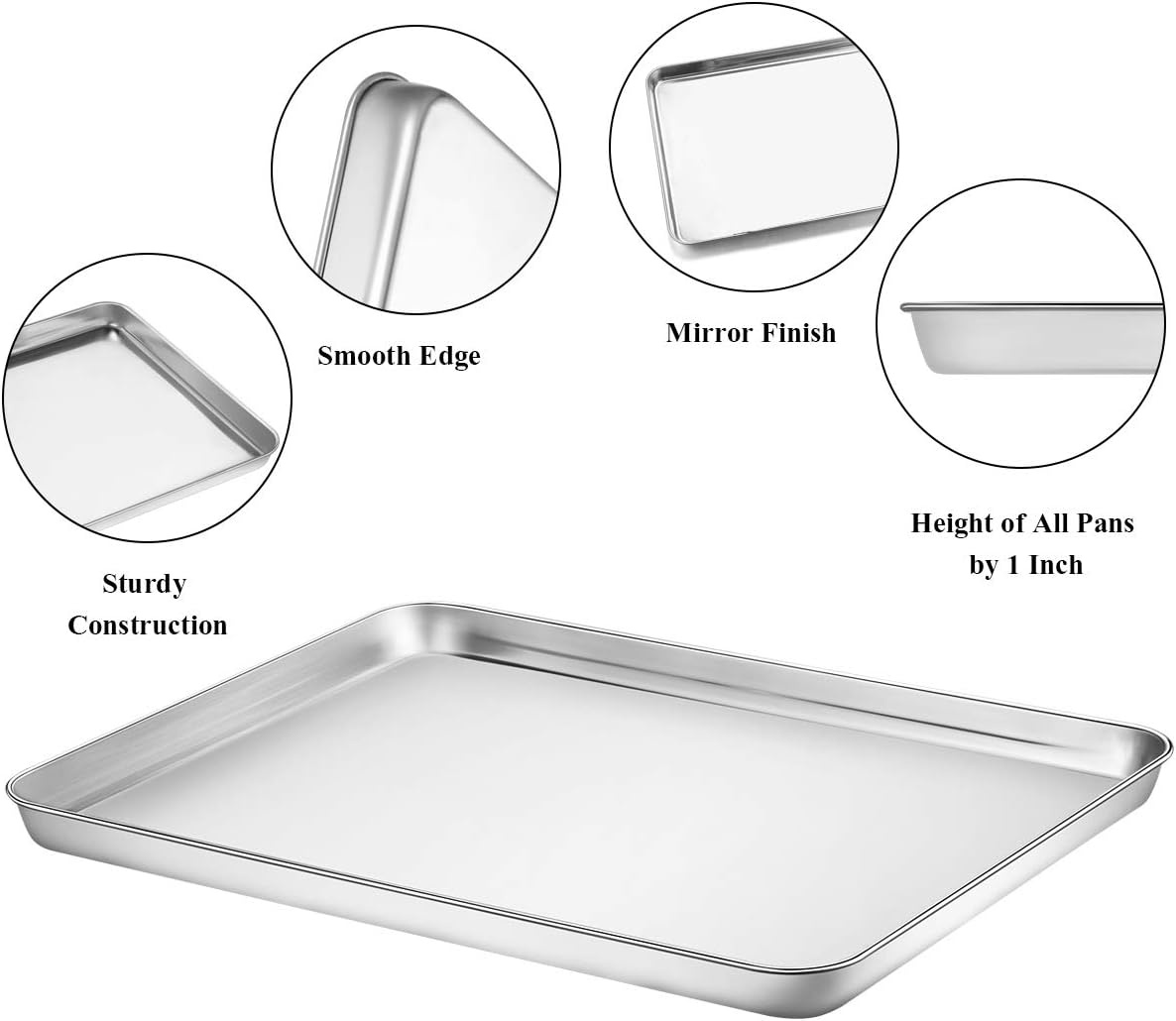 image:imageBaking Sheet with Rack Set 2 Pans 2 Racks Wildone Stainless Steel Cookie Sheet Baking Pan Tray with Cooling Rack Size 9 x 7 x 1 Inch Non Toxic amp Heavy Duty amp Easy Clean16 x 12 x 1 inch