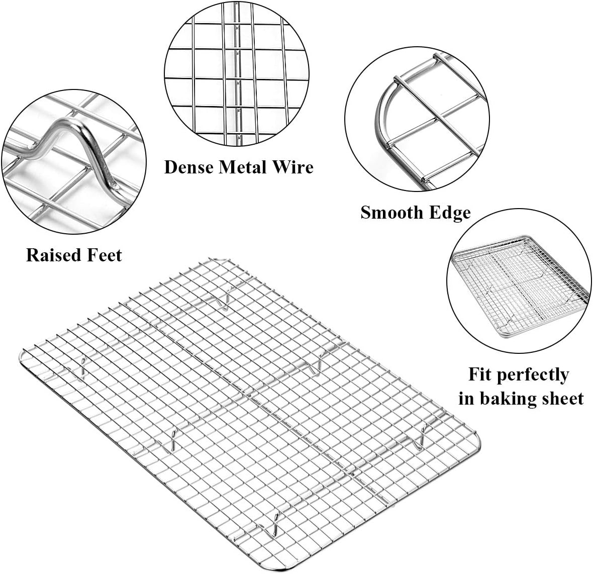 image:imageBaking Sheet with Rack Set 2 Pans 2 Racks Wildone Stainless Steel Cookie Sheet Baking Pan Tray with Cooling Rack Size 9 x 7 x 1 Inch Non Toxic amp Heavy Duty amp Easy Clean16 x 12 x 1 inch