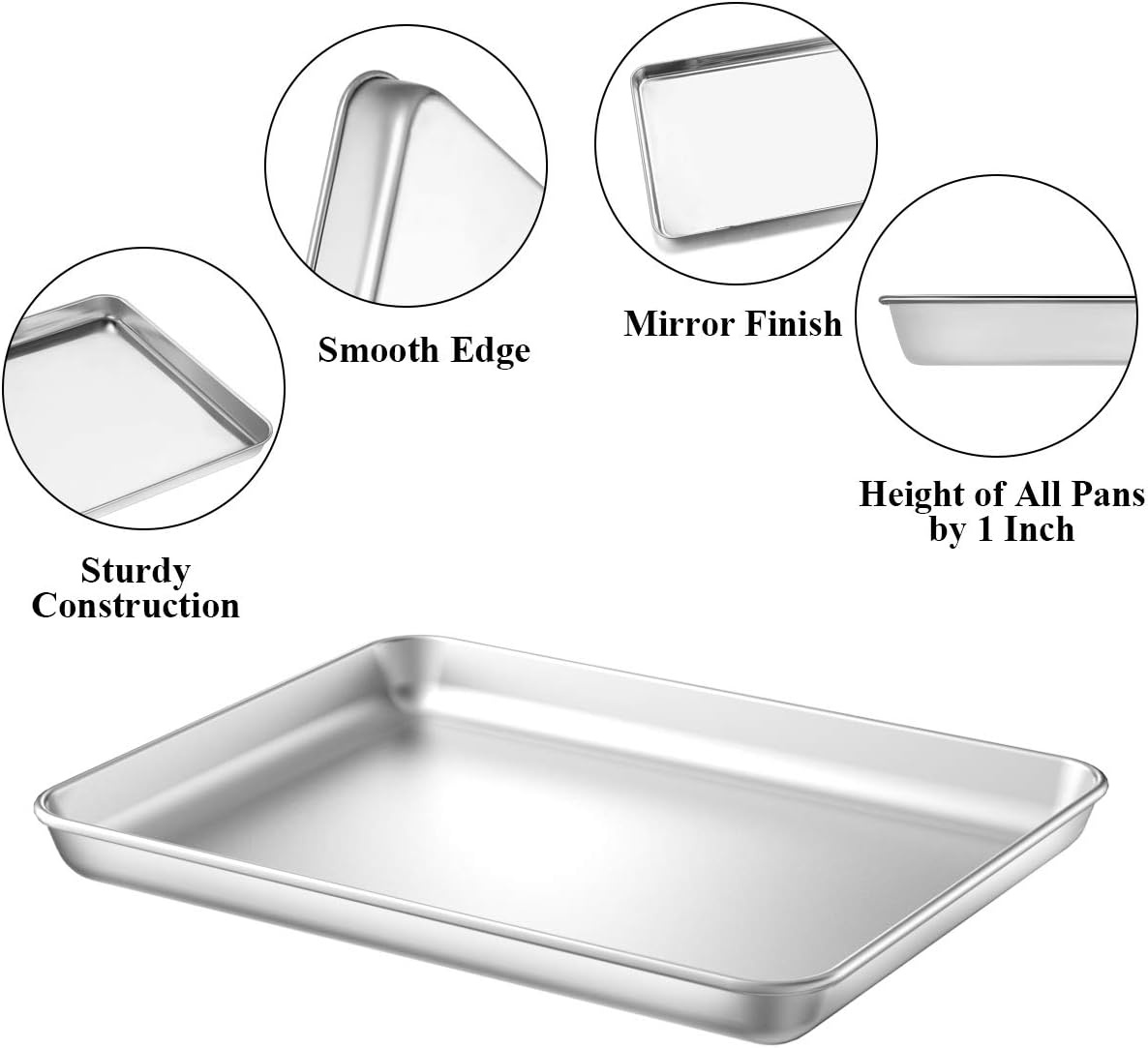 image:imageBaking Sheet with Rack Set 2 Pans 2 Racks Wildone Stainless Steel Cookie Sheet Baking Pan Tray with Cooling Rack Size 9 x 7 x 1 Inch Non Toxic amp Heavy Duty amp Easy Clean12 x 10 x 1 inch