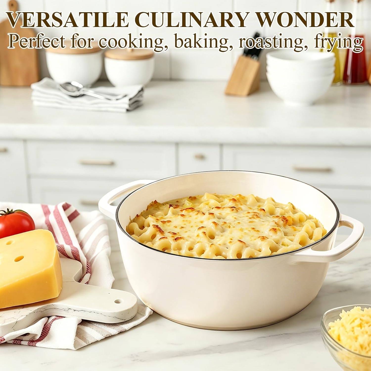 image:imageEnameled Cast Iron Dutch Oven Pot with Lid Wildone 6QT Dutch Oven for Bread Baking Braising Stews Roasting Across All Cooktops Oven Safe up to 500 F Cream WhiteCream White