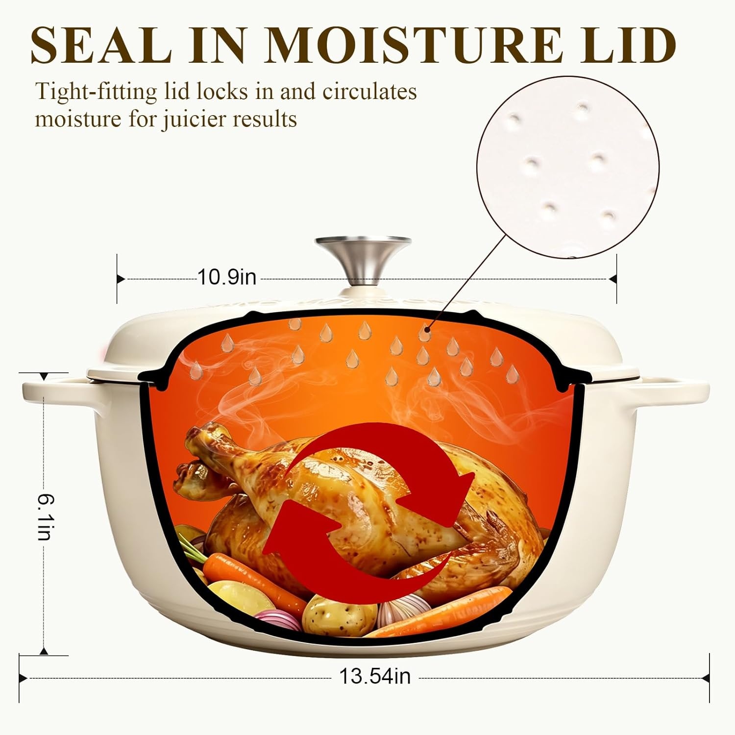image:imageEnameled Cast Iron Dutch Oven Pot with Lid Wildone 6QT Dutch Oven for Bread Baking Braising Stews Roasting Across All Cooktops Oven Safe up to 500 F Cream WhiteCream White