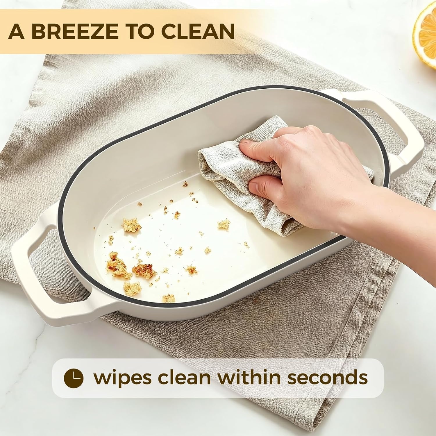 image:imageEnameled Cast Iron Dutch Oven Pot with Lid Wildone 55QT Bread Oven for Homemade Sourdough Bread Baking with Cotton Potholders Oven Safe up to 500F BlueCream White